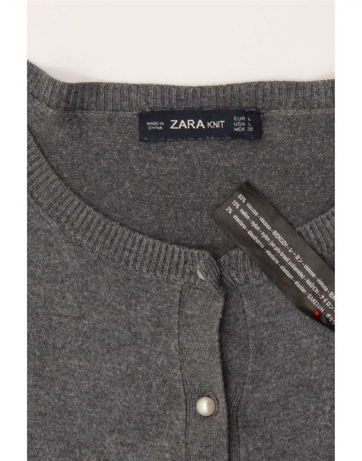 Zara Womens Cardigan Sweater UK 14 Large Grey Viscose