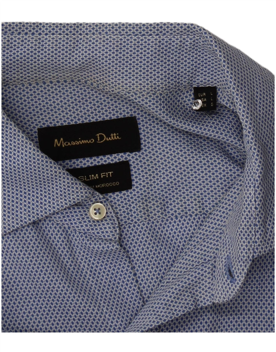 Massimo Dutti Mens Slim Fit Shirt Large Blue Geometric