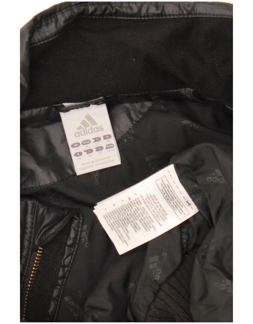 ADIDAS Womens Padded Jacket UK 14 Medium  Black Polyester
