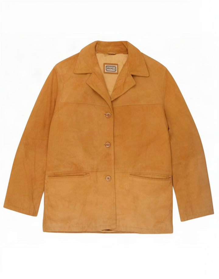 Vintage Womens Suede Jacket IT 46 Large Brown Leather