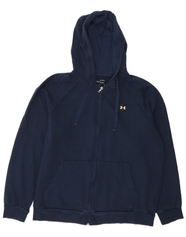 Under Armour Mens Cold Gear Zip Hoodie Sweater Large Navy Blue Cotton