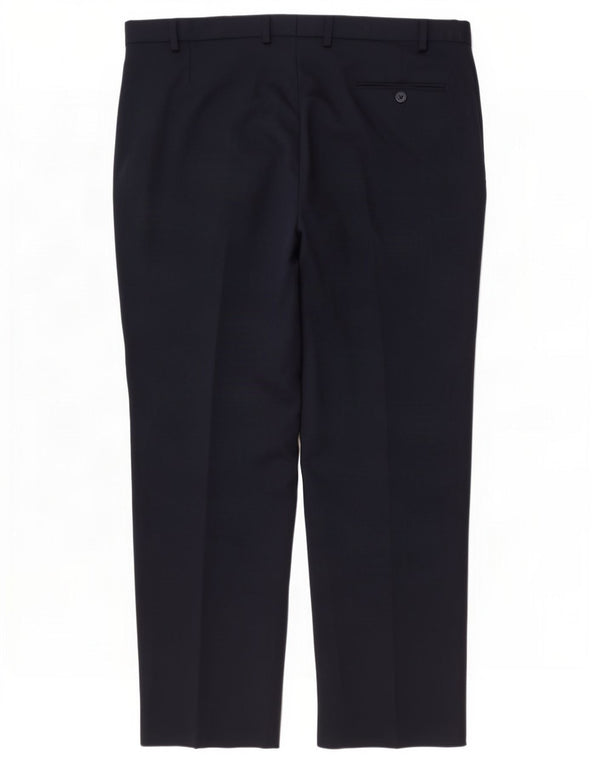 Marks & Spencer Mens Regular Fit Suit Trousers W44 L31 Navy Blue Polyester