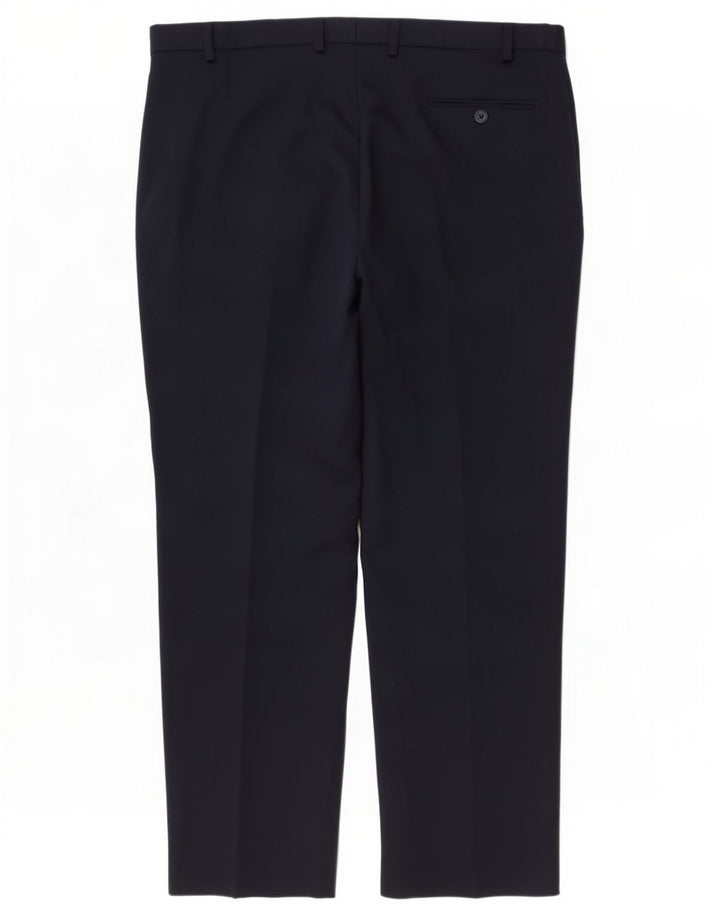 Marks & Spencer Mens Regular Fit Suit Trousers W44 L31 Navy Blue Polyester
