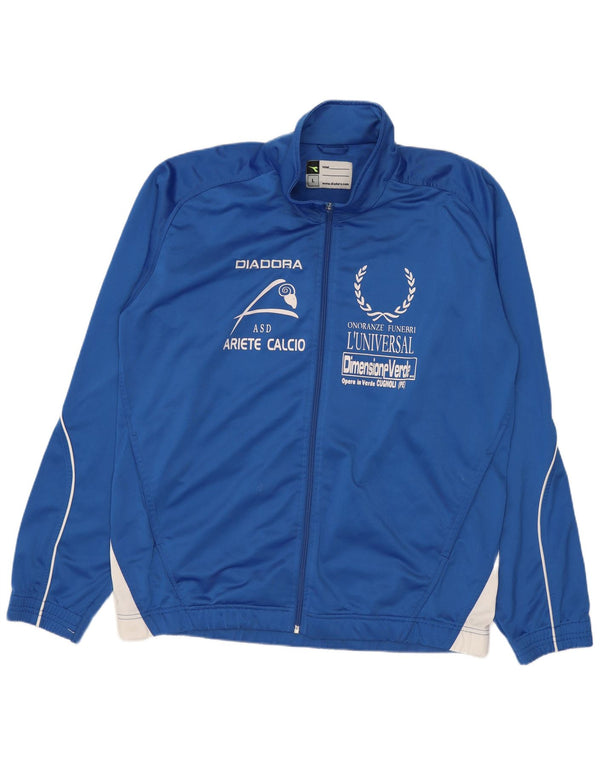 Diadora Mens Graphic Tracksuit Top Jacket Large Blue Colourblock Polyester