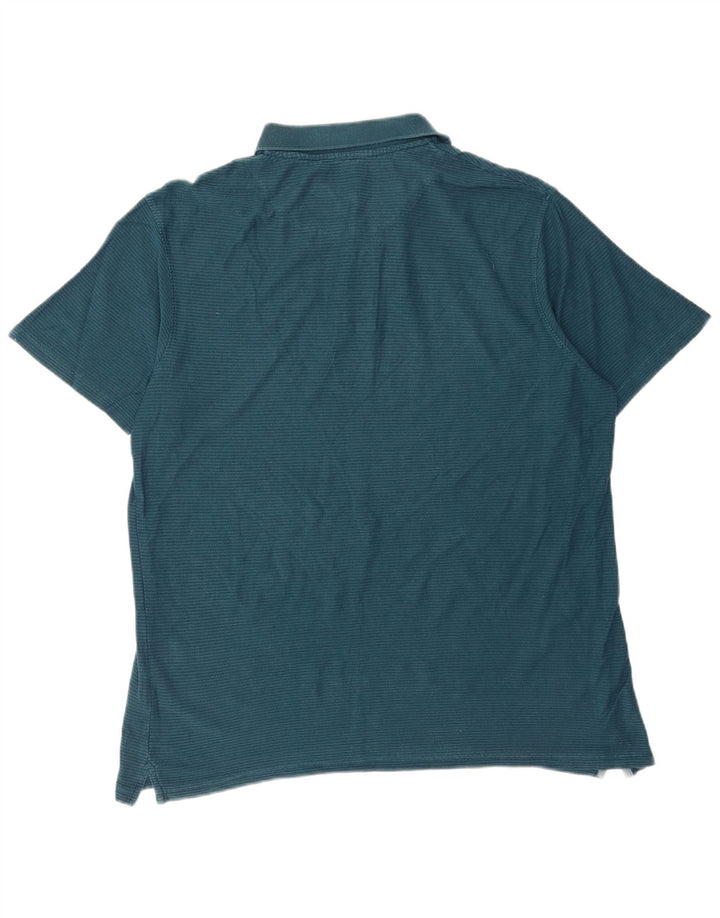 Mountain Warehouse Mens IsoCool Polo Shirt Large Blue Pinstripe Cotton