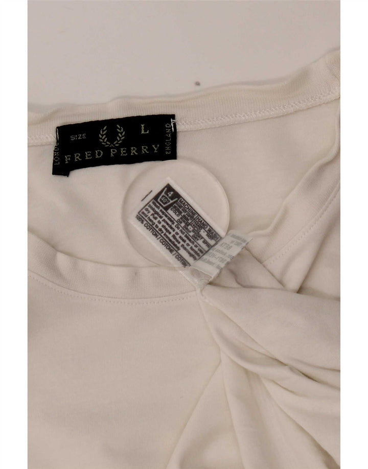 Fred Perry Mens T-Shirt Top Large White Cotton