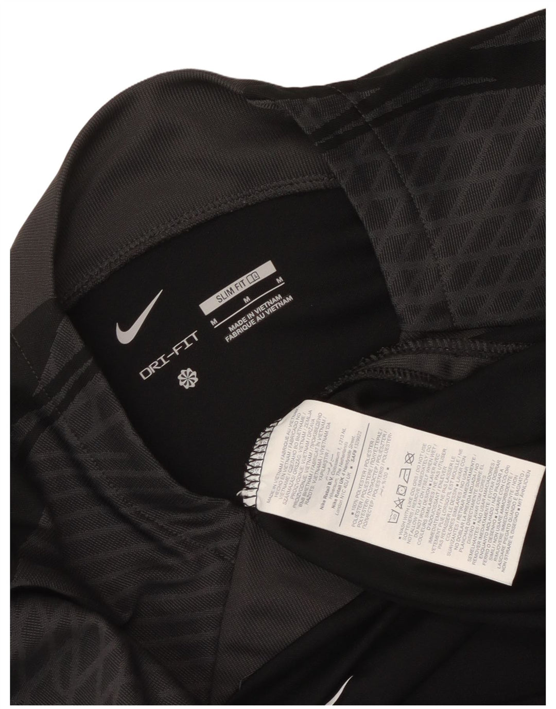 Nike Mens Dri Fit Slim Fit T-Shirt Top Medium Black Colourblock Polyester