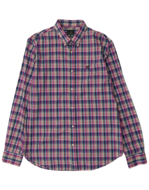 Henry Cottons Mens Shirt Size 43 XL Multicoloured Check Cotton