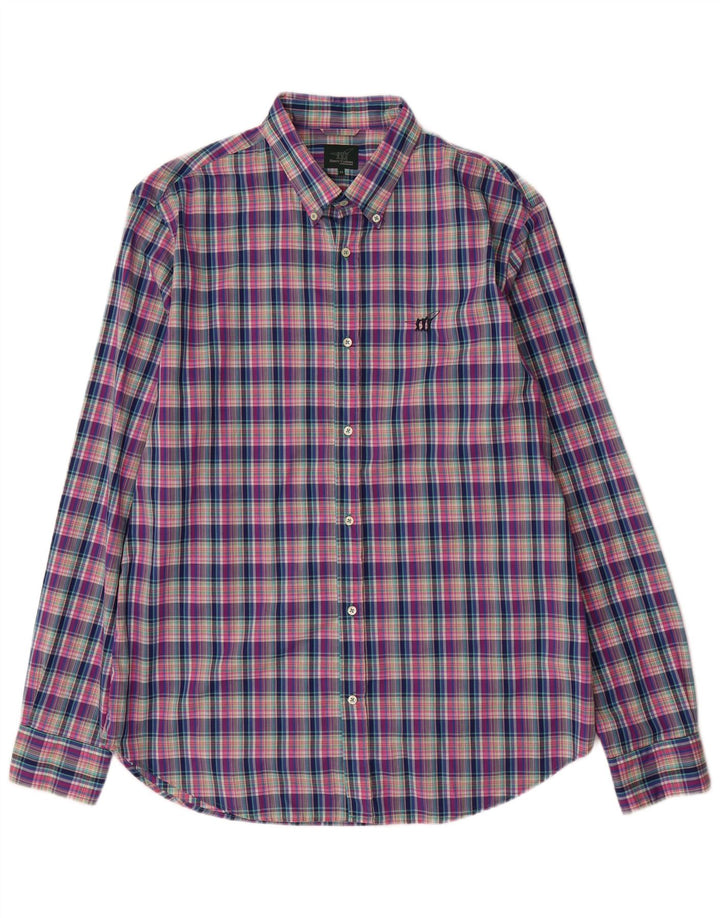 Henry Cottons Mens Shirt Size 43 XL Multicoloured Check Cotton