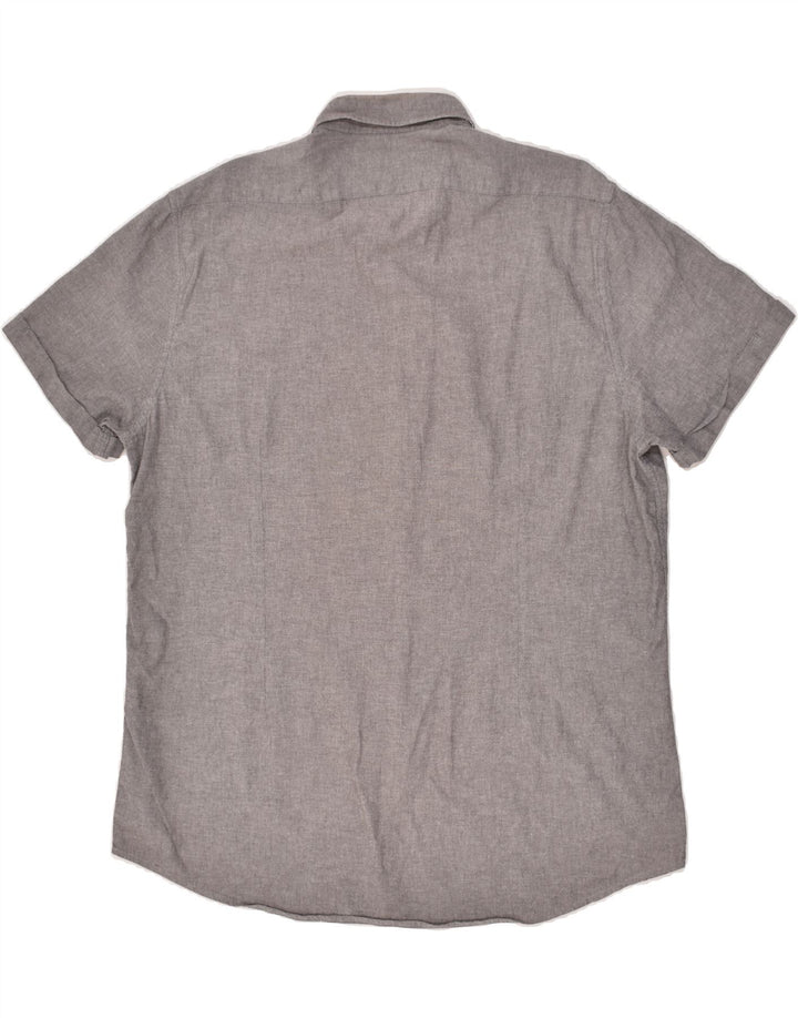 JULES Mens Fitted Short Sleeve Shirt Size 45 46 XL Grey | Vintage Jules | Thrift | Second-Hand Jules | Used Clothing | Messina Hembry 