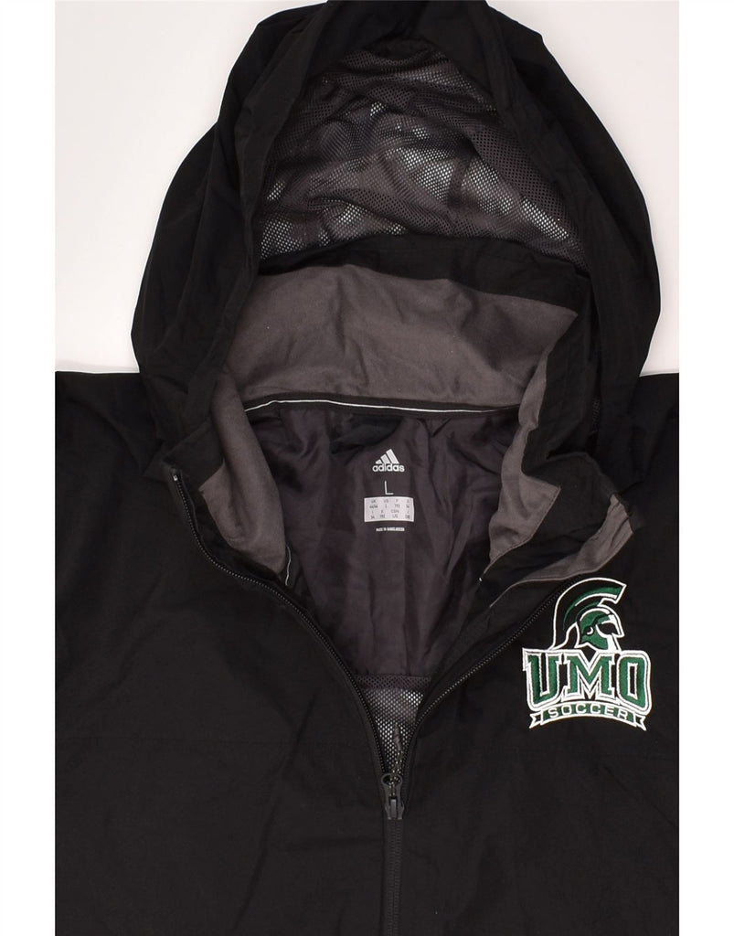 ADIDAS Mens Hooded Rain Jacket UK 44-46 Large Black Polyester | Vintage Adidas | Thrift | Second-Hand Adidas | Used Clothing | Messina Hembry 