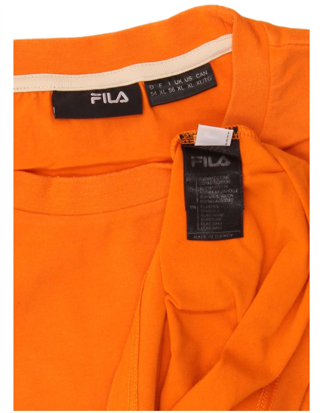 Fila Mens T-Shirt Top XL Orange Colourblock Cotton