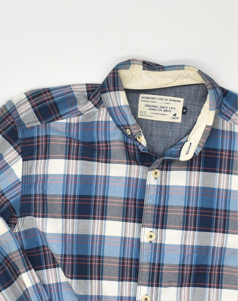 JACK & JONES Mens Shirt Small Blue Check Cotton | Vintage Jack & Jones | Thrift | Second-Hand Jack & Jones | Used Clothing | Messina Hembry 