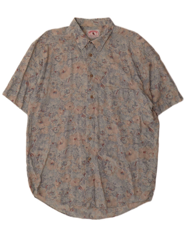 VINTAGE Mens Short Sleeve Shirt XL Multicoloured Floral Rayon