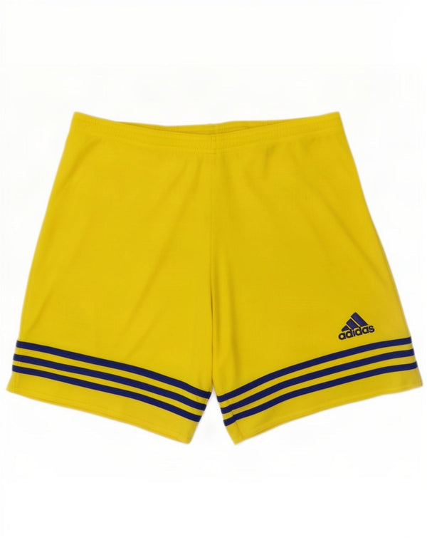 Adidas Mens Climalite Sport Shorts Medium Yellow Striped Polyester