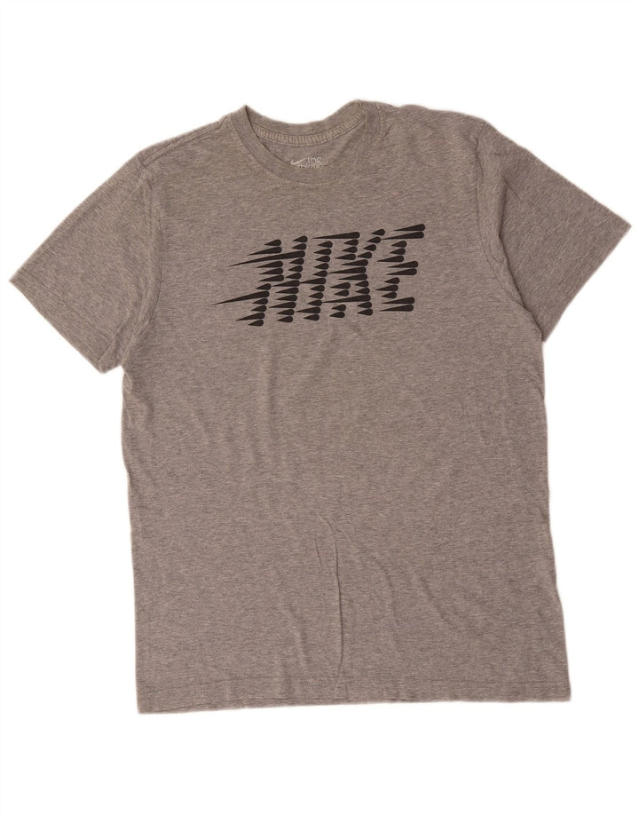 Nike Mens Regular Fit Graphic T-Shirt Top Medium Grey Flecked Cotton