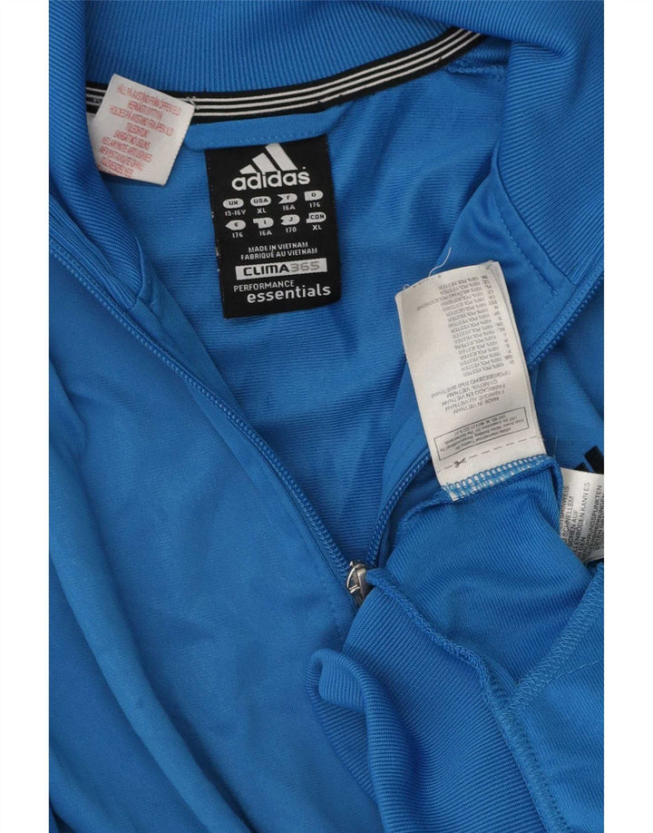 Adidas Boys Clima 365 Tracksuit Top Jacket 15-16 Years Blue Polyester