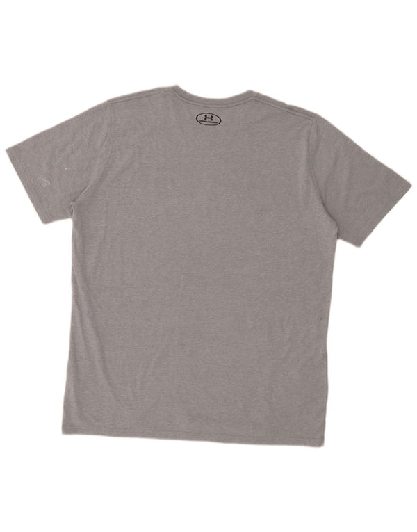 Under Armour Mens Heat Gear Graphic T-Shirt Top XL Grey Cotton