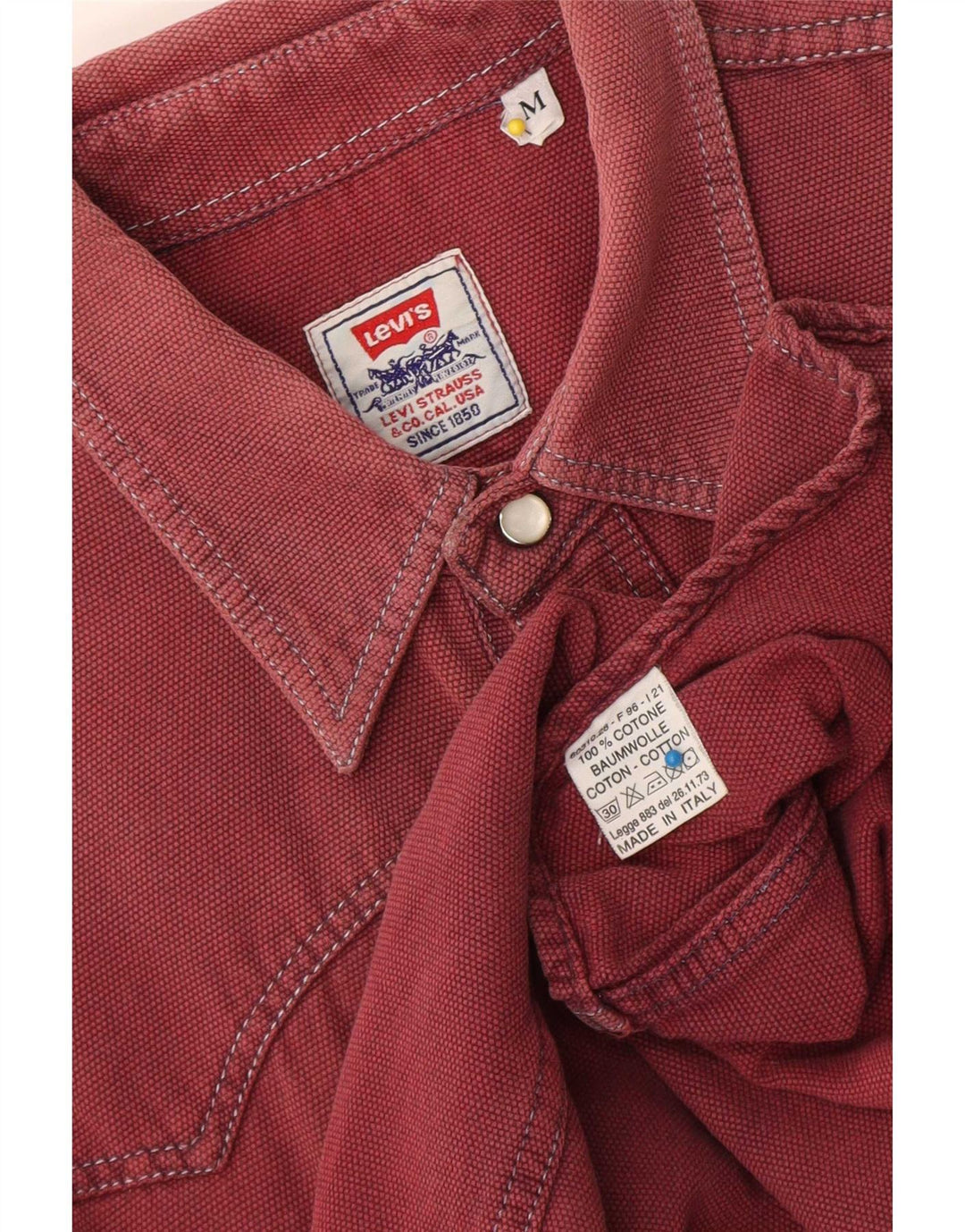 Levi's Mens Western Shirt Medium Burgundy Cotton