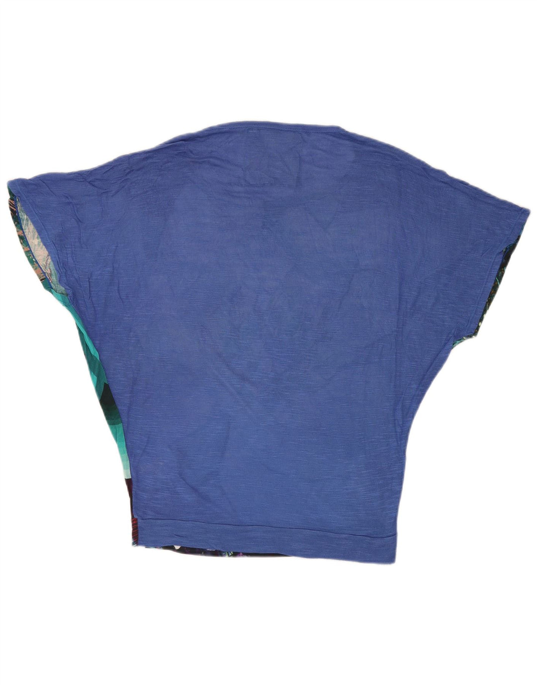 DESIGUAL Womens Batwing Blouse Top UK 10 Small Blue Floral Viscose
