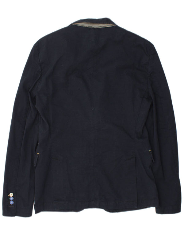 Zara Mens 2 Button Blazer Jacket UK 38 Medium Navy Blue