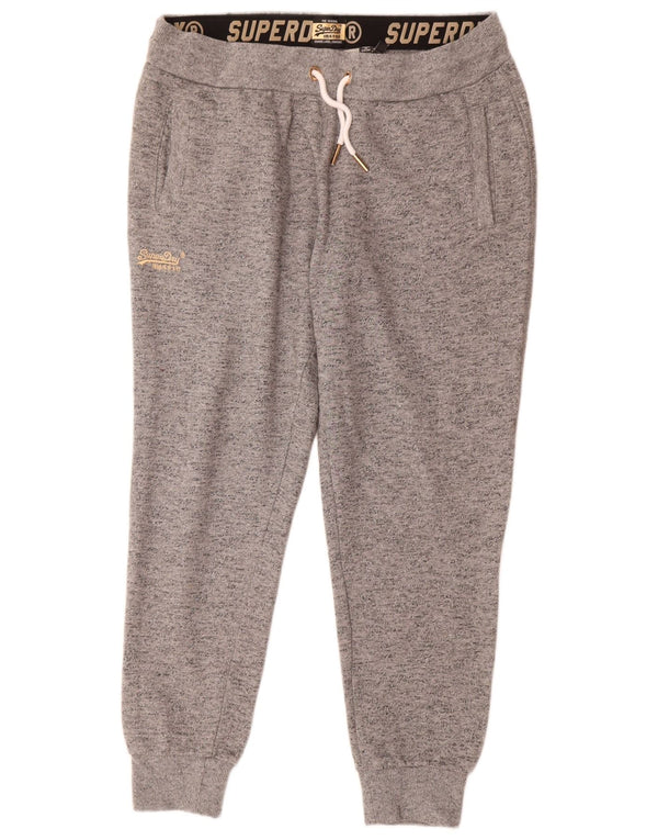 Superdry Womens Tracksuit Trousers Joggers UK 16 Large Grey Flecked Cotton