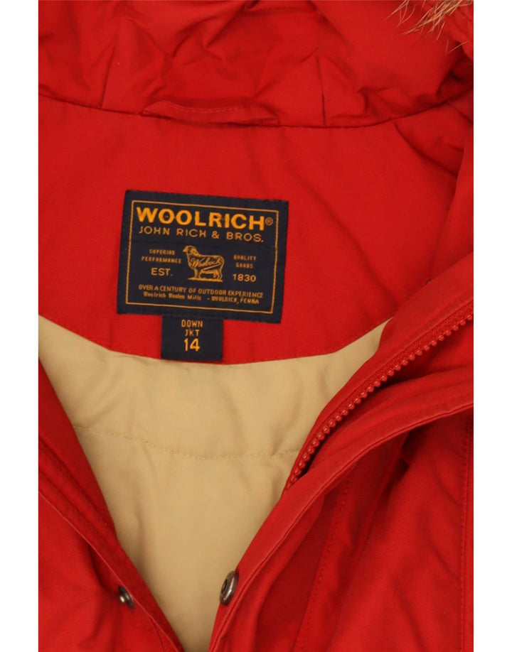 Woolrich Boys Hooded Padded Jacket 13-14 Years Red Cotton