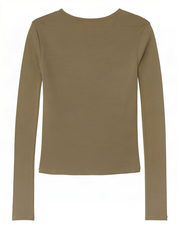 Zara Womens Top Long Sleeve UK 12 Medium Khaki