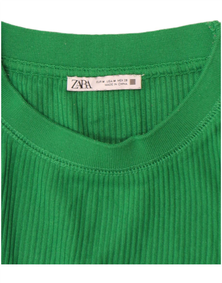 ZARA Womens Top Long Sleeve UK 14 Medium Green