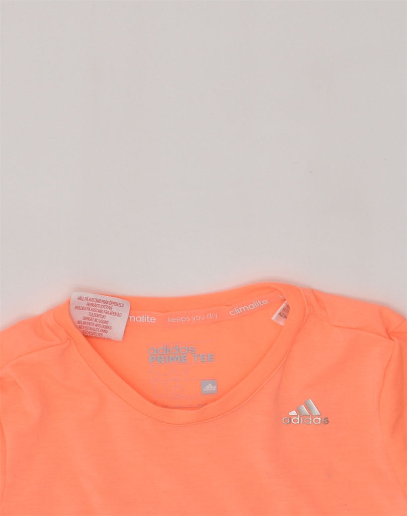 ADIDAS Boys T-Shirt Top 5-6 Years Orange Polyester | Vintage Adidas | Thrift | Second-Hand Adidas | Used Clothing | Messina Hembry 