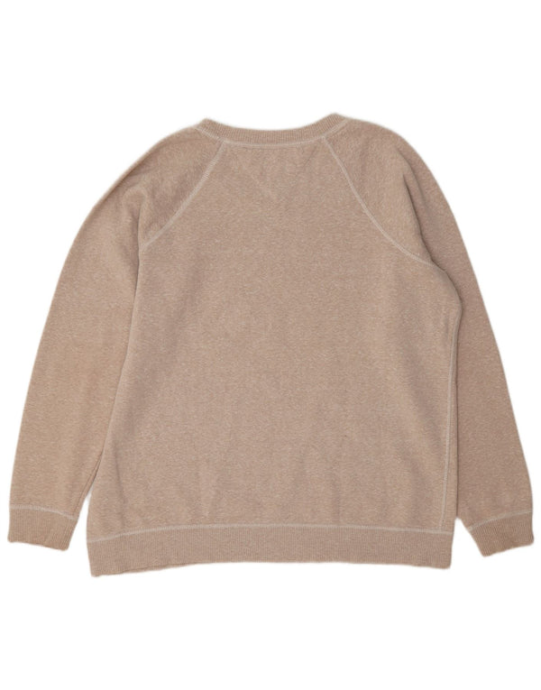 Tommy Hilfiger Womens Graphic Sweatshirt Jumper UK 10 Small Beige Flecked