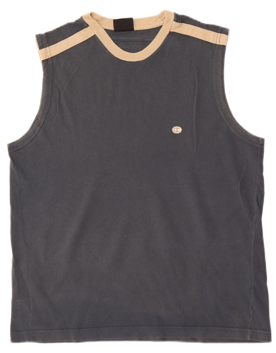 CHAMPION Mens Vest Top Large Grey Colourblock Cotton