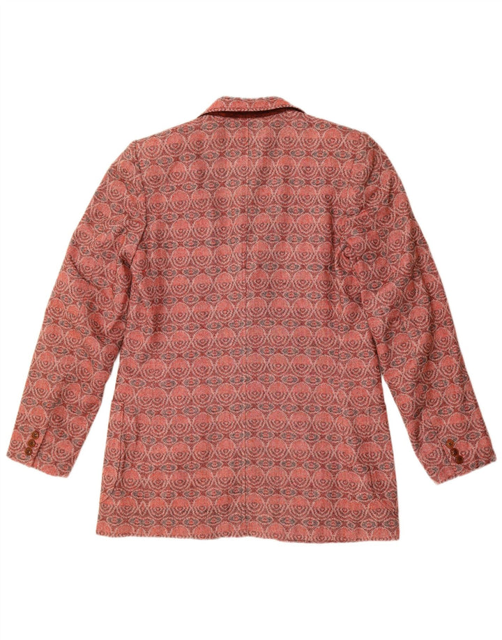 Vintage Womens 3 Button Blazer Jacket UK 14 Medium Red Geometric