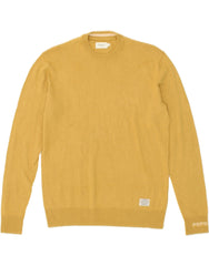 PEPE JEANS Mens Graphic Crew Neck Jumper Sweater Small Yellow Cotton