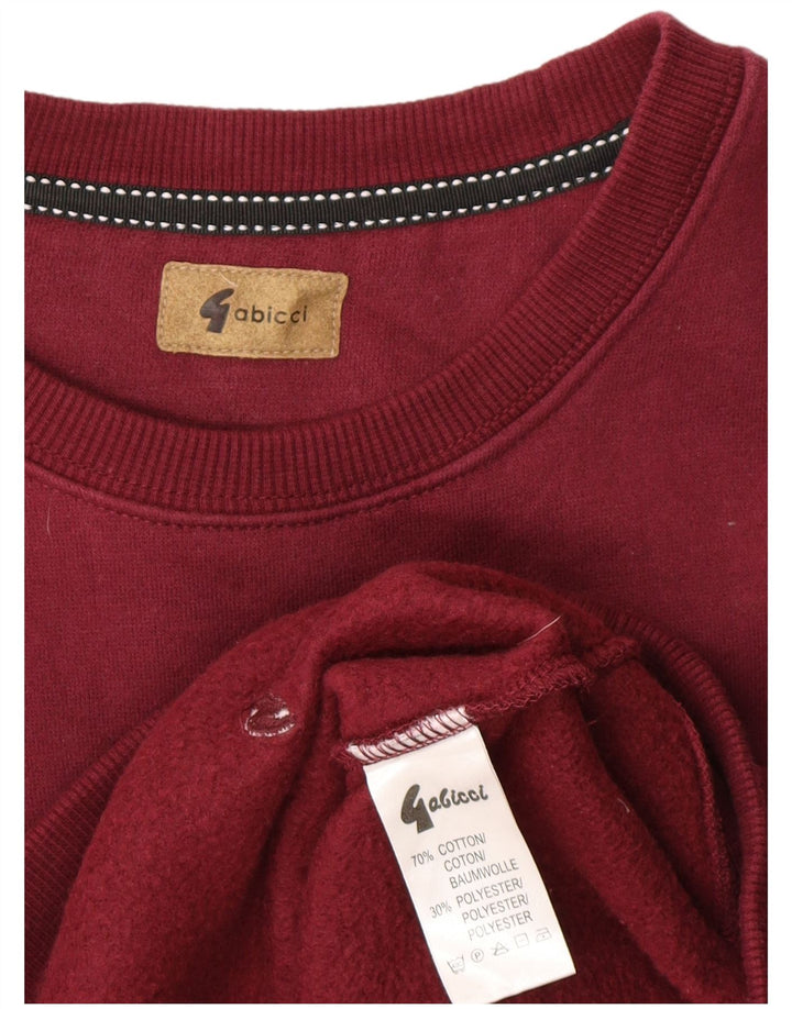 GABICCI Womens Sweatshirt Jumper UK 14 Medium Burgundy Cotton