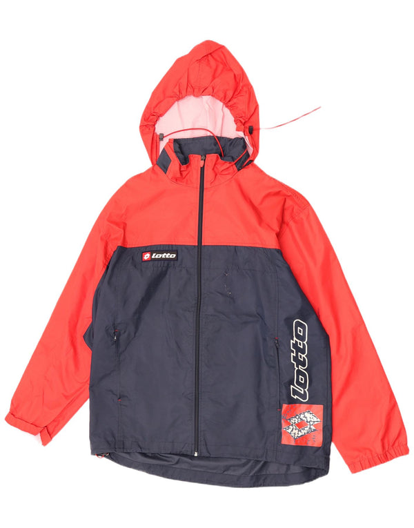 Lotto Mens Graphic Hooded Rain Jacket UK 38 Medium Red Colourblock Nylon