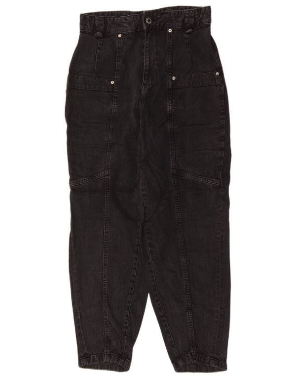 Zara Womens High Waist Tapered Jeans EU 38 Small W28 L28 Black Cotton