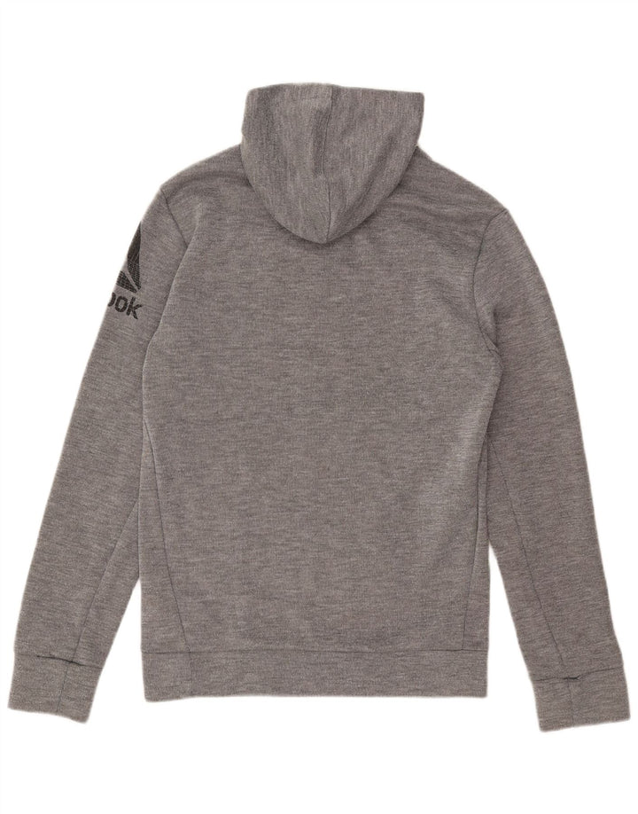 Reebok Mens Graphic Hoodie Jumper XS Grey Polyester