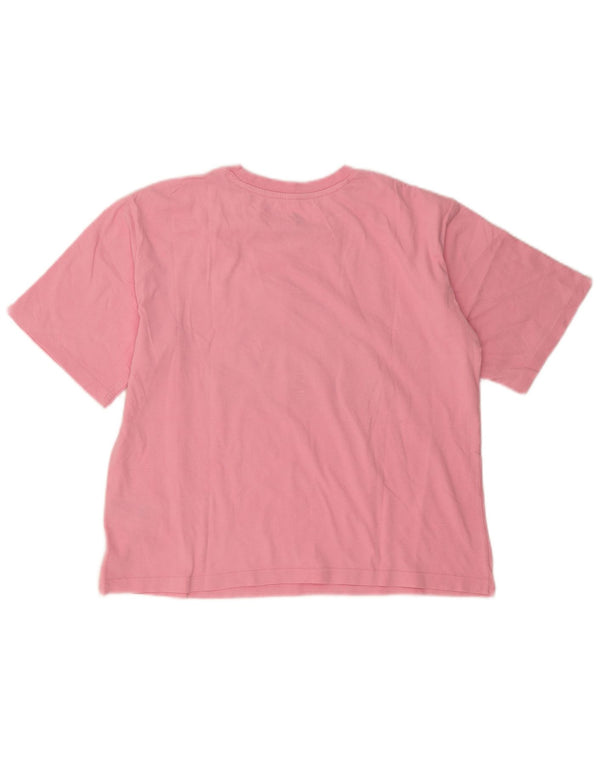 Adidas Womens Graphic T-Shirt Top UK 12/14 Medium Pink Cotton
