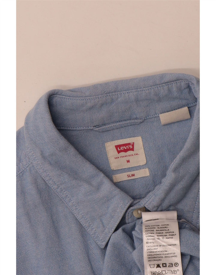 Levi's Mens Slim Shirt Medium Blue Cotton
