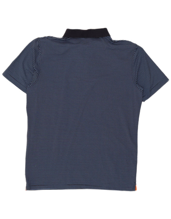 Calvin Klein Mens Polo Shirt Large Navy Blue Pinstripe Cotton