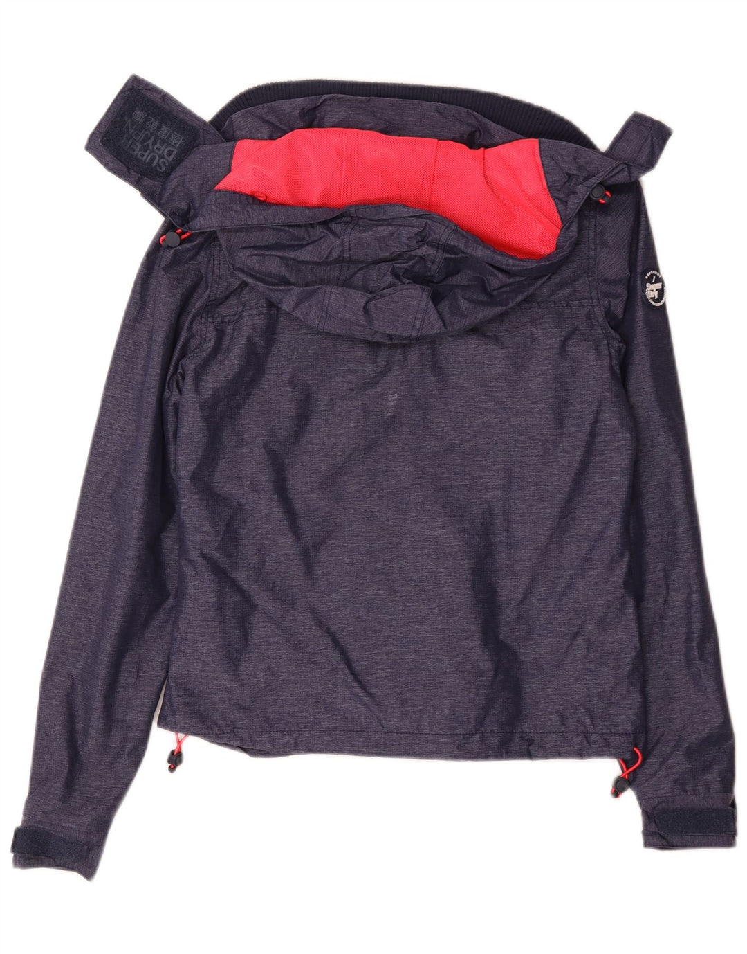 Superdry Womens Hooded Rain Jacket UK 10 Small Navy Blue Nylon