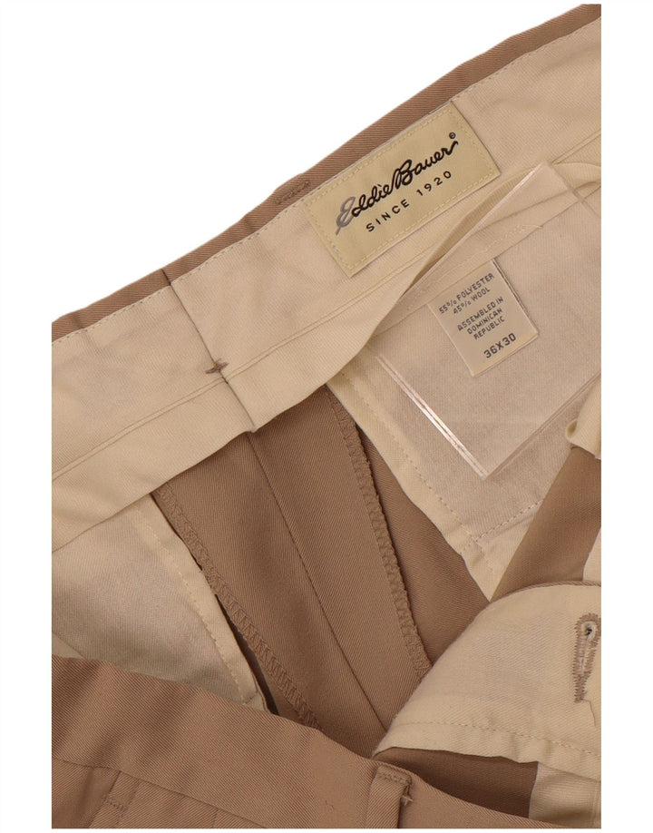 Eddie Bauer Mens Pegged Chino Trousers W36 L30 Beige Polyester