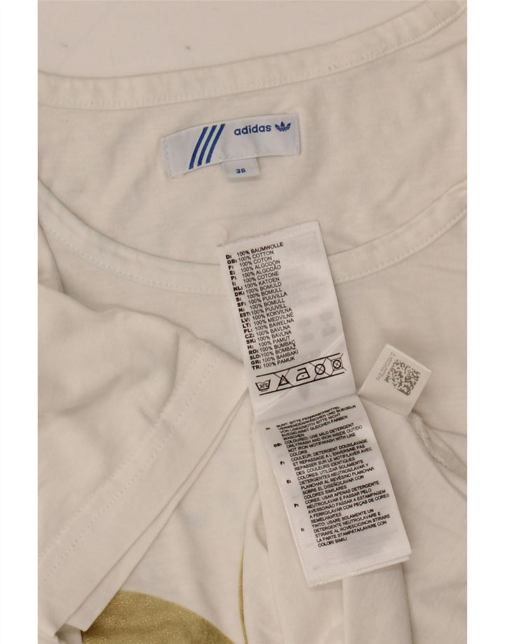 Adidas Womens Graphic T-Shirt Top EU 36 Small White Cotton