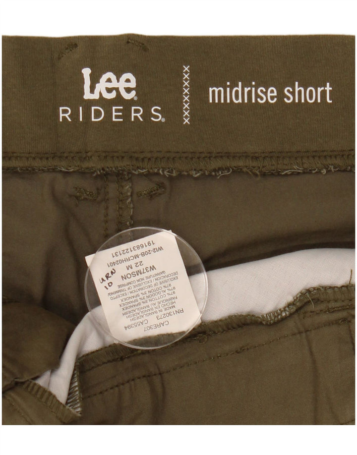 LEE Womens Riders Mid Rise Chino Shorts US 22 3XL W44 Khaki Cotton