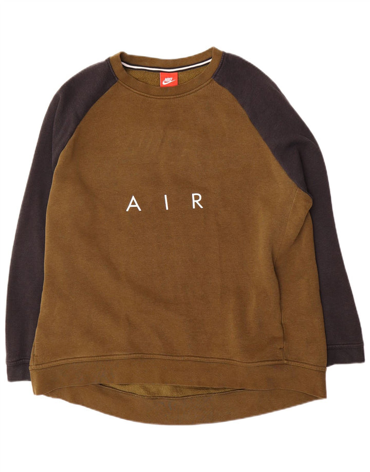 Nike Mens Graphic Sweatshirt Jumper XL Khaki Colourblock Cotton