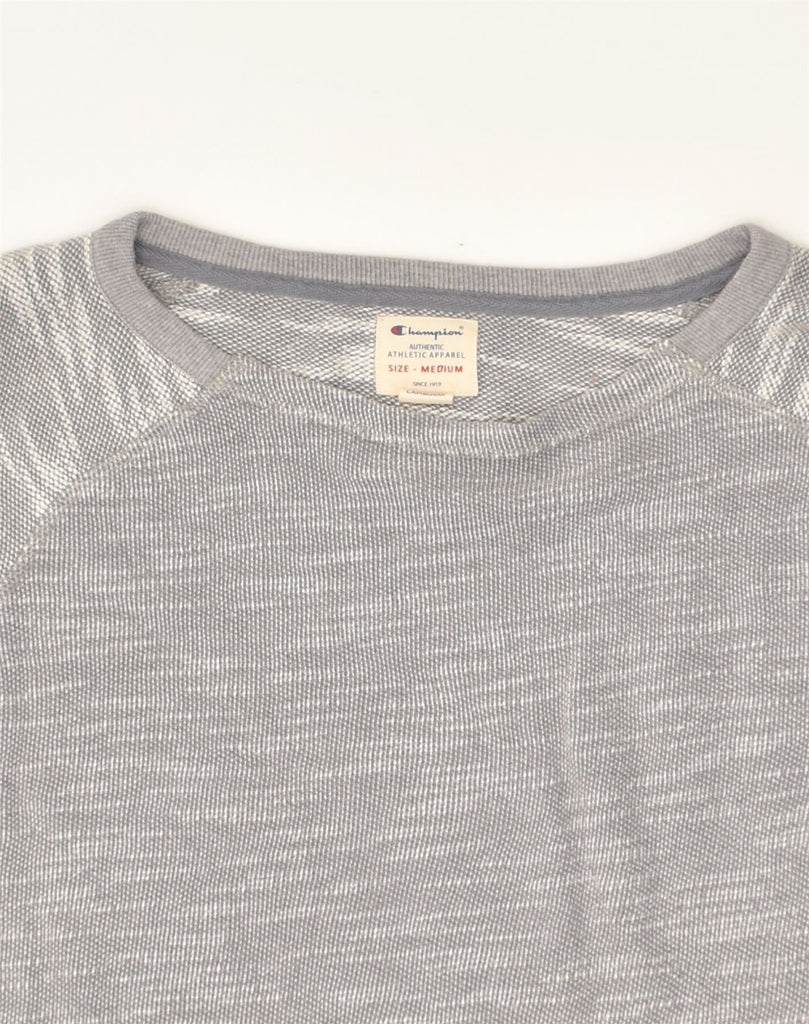 CHAMPION Womens Boat Neck Jumper Sweater UK 14 Medium Grey Cotton | Vintage Champion | Thrift | Second-Hand Champion | Used Clothing | Messina Hembry 