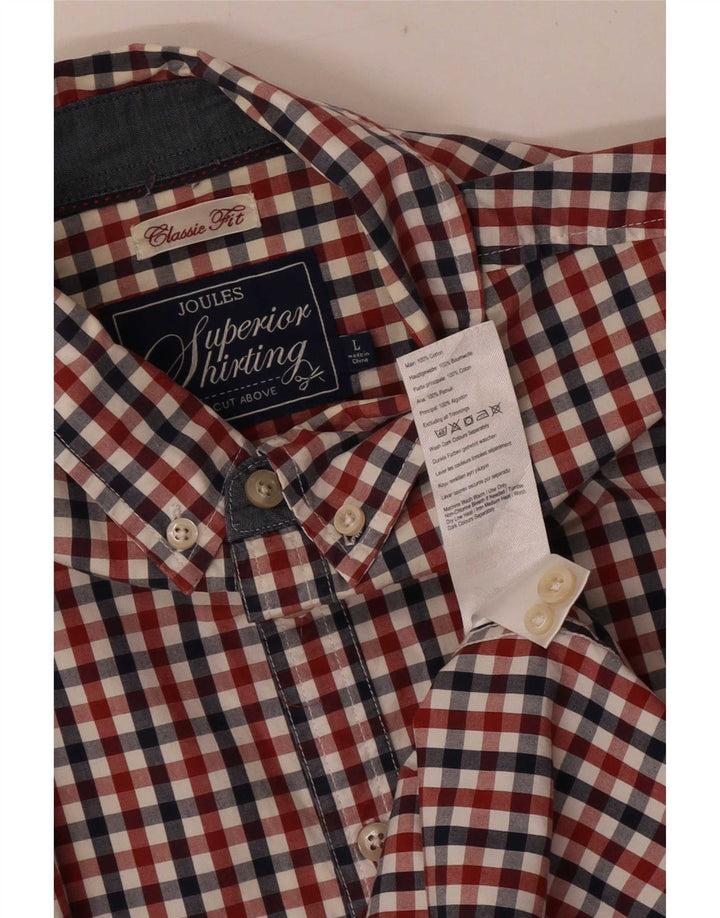 Joules Mens Classic Fit Shirt Large Red Gingham Cotton