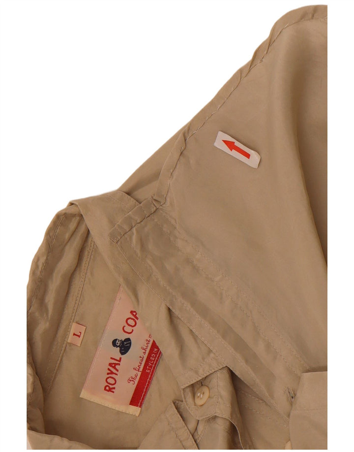 Royal Coast Mens Shirt Large Beige Silk