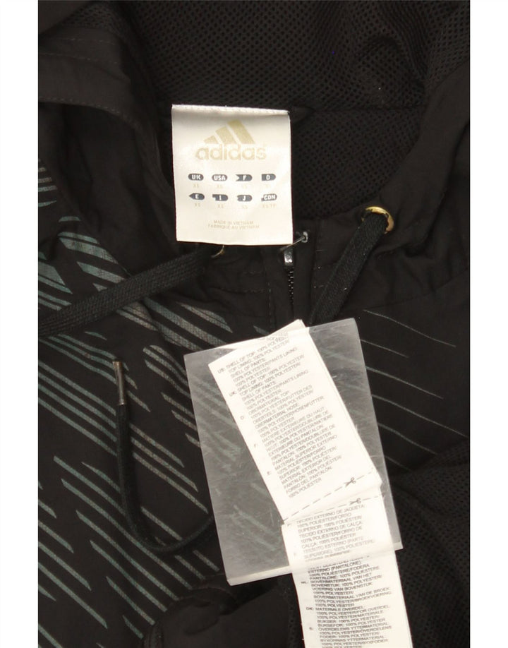 ADIDAS Mens Zip Hoodie Sweater XS Black Striped Polyester